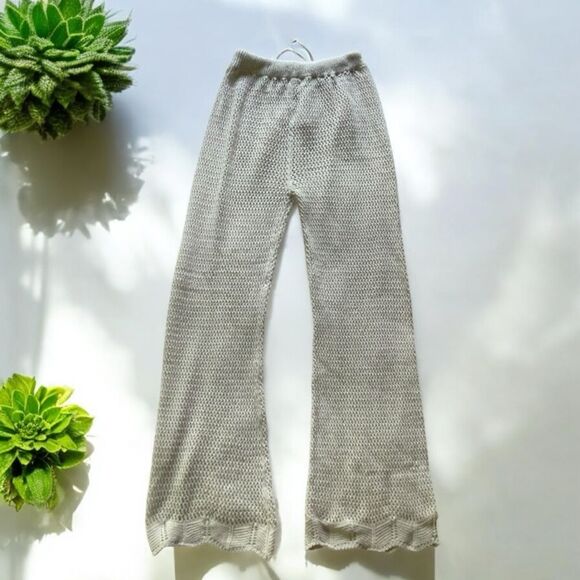 Crochet Drawstring Waist Cover-Up Beach Pants in Ecru - M | Medium - Picture 4 of 7